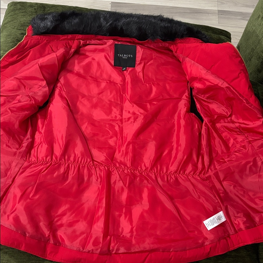 Talbots Red Quilted Removable Faux-Fur Collar Puffer Vest‎ Size XL NWOT - Picture 6 of 15